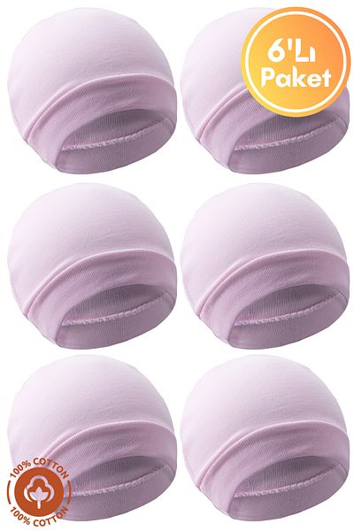 Miniel 6-Piece Unisex Baby Combed Cotton Set - Organic Cotton, Solid Colored Newborn Beanie