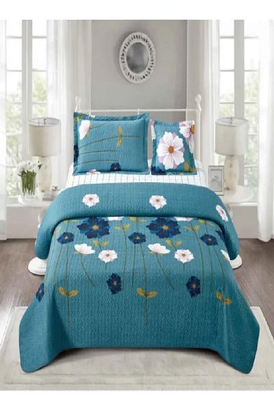 RISHAHOME 4-Piece Printed Comforter Set Single Size – Cloud Burst, Fitted Sheet & Pillow Cases