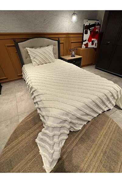 BlueMaison Estiva Puffy Tek Kişilik Yatak Örtüsü Craft Ekru