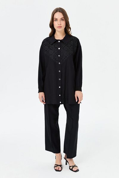 Esswaap Garnished Trousers Suit Black