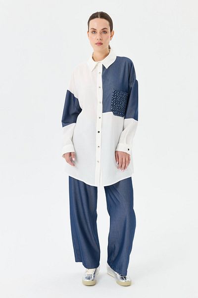 Esswaap Garnished Trousers Suit Navy