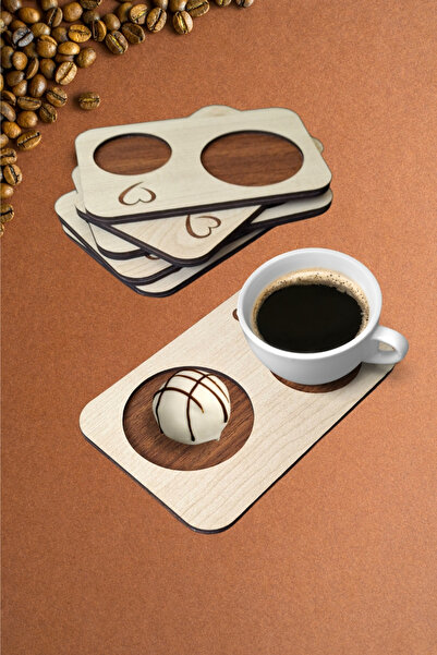 Kutaydan 6 Pieces Wooden Laser Cut Cups and Coffee Coasters