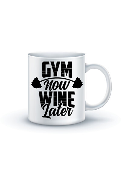 OEM Cană albă personalizată Gym now Wine Later, INOVATIX®. 330 ml