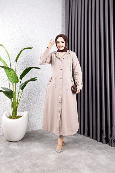 HARMAN BUTİK Women's Gabardine Cap with Buttons and Pockets