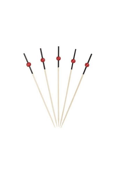 yuandong Bamboo Black Red Beaded 9cm Toothpicks (50 Pcs), Presentation Toothpicks