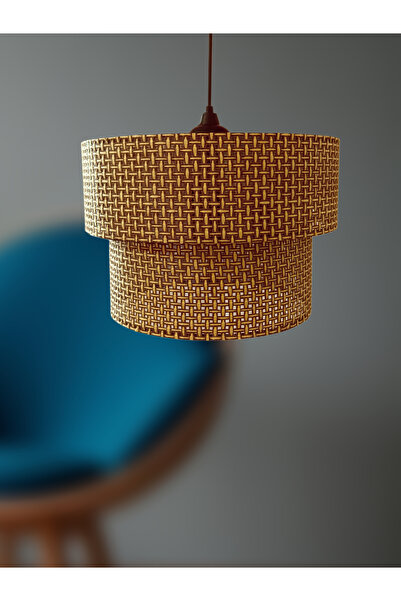 flu aydınlatma 2 katlı Modern KAHVERENGİ Doğal Hazeran Kumaş plastik Tel Sarkıt Avize Salon Mutfak Yatak Odası