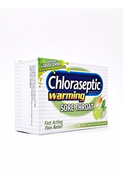 chloraseptic معينات الشاي الأخضر الدافئ 18 قطعة