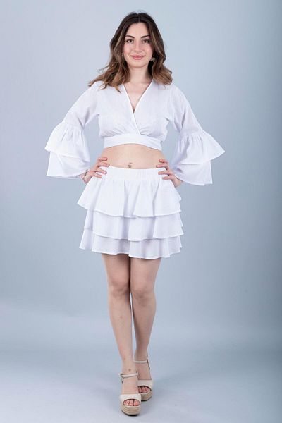 Bonitas Beachwear Βαμβακερό δεμένο Crop Λευκό