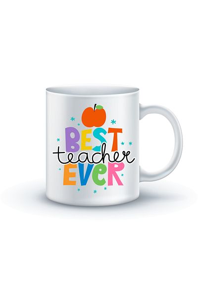 OEM Personalized white mug Best teacher ever, INOVATIX®. 330 ml