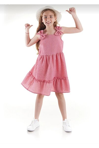 Esterella Haljina za devojčice / Seersucker Karirani dezen Set haljina sa šeš...
