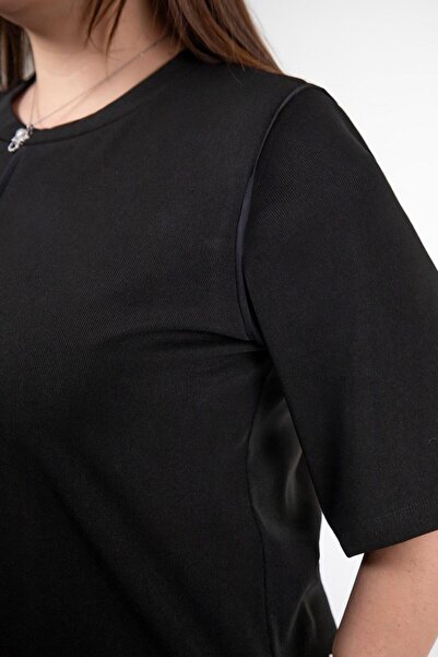 Roxxlen Γυναικεία μπλούζα μεγάλου μεγέθους ΜΑΥΡΗ