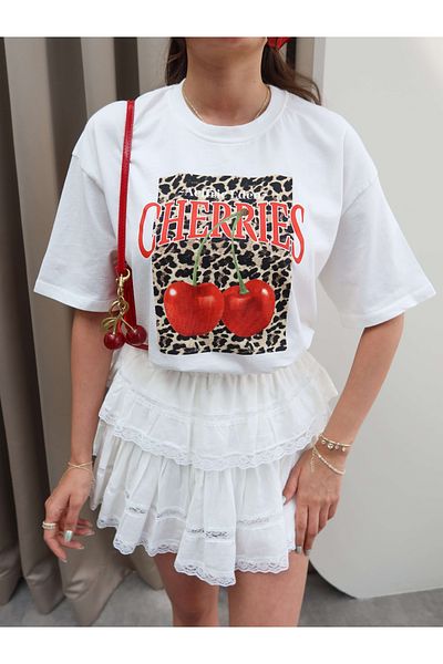 ESRAHELVACI Μπλουζάκι με στάμπα Cherry Oversize