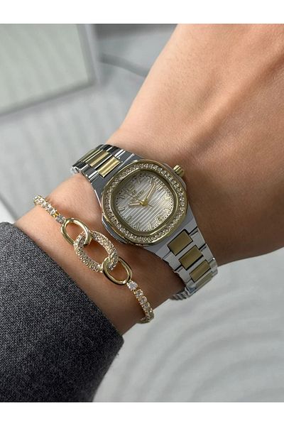 Homies Guaranteed Premium Women's Wrist Watch Gold-Silver (White Dial) Rshms-184