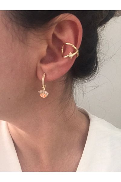 shop Stainless Steel 316 L Gold Tektaş Detailled Antiallergic Cartilage Earrings