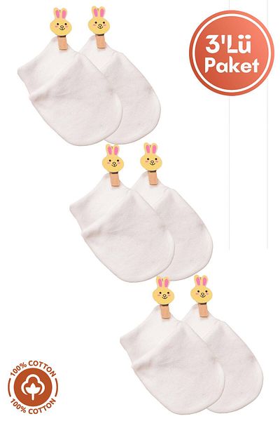 Miniel Unisex Baby Newborn Combed Organic Cotton Baby Gloves 3 Pairs Colorful Set