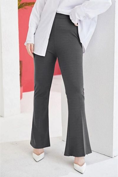 Locca Due Women's Black Lycra Flared Trousers