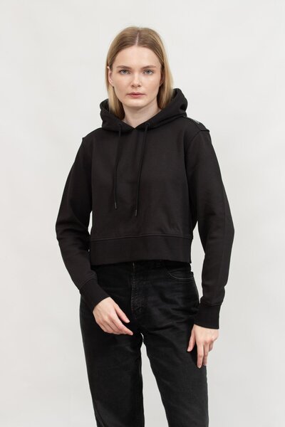 Calvin Klein Dámská černá mikina s dlouhým rukávem - Pohodlná, Logo značky J20J 224691 -Beh