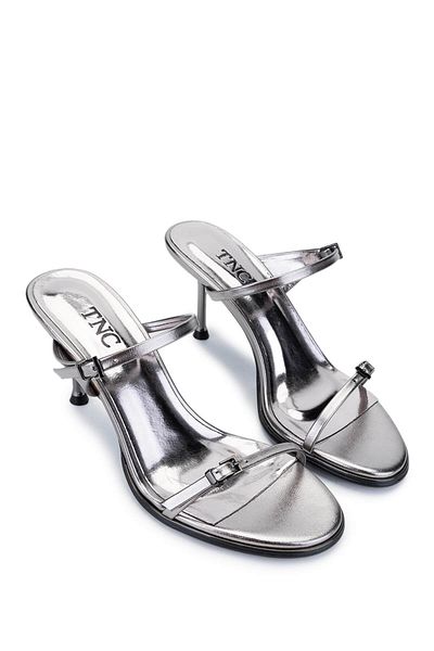 Tamer Tanca Mules - Gray - Stiletto Heels