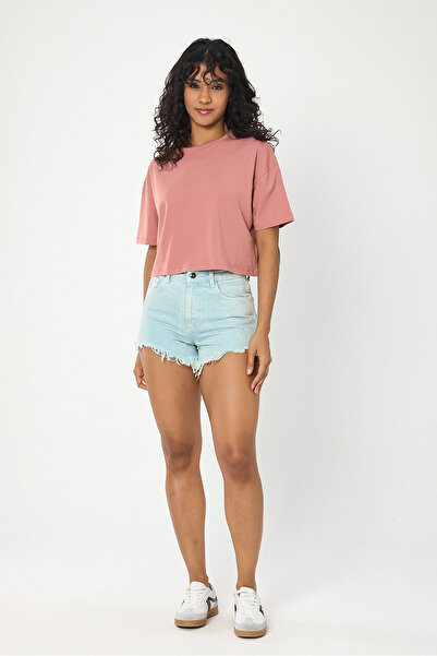 Windy Island Femei guler rotund basic Crop tricou