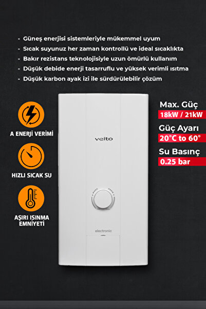 Veito Blue E 21 kW Trifaze Elektrikli Ani Su Isıtıcı