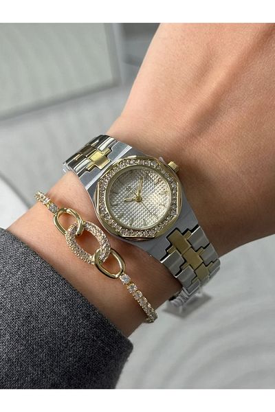 Homies Guaranteed Premium Women's Wristwatch Gold-Silver (White Dial) Rshms-186