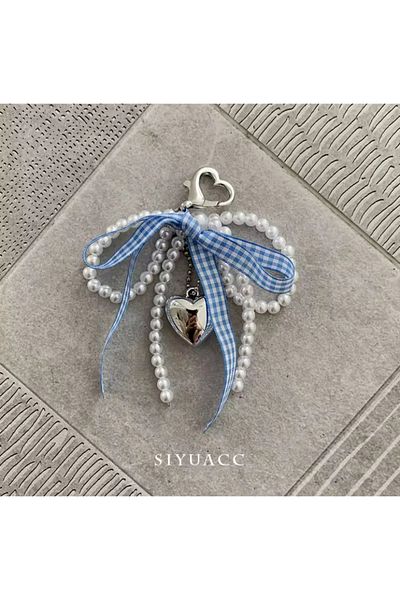 synshop Pearl heart keychain shoe phone bag ornament charm accessory ribbon ribbon