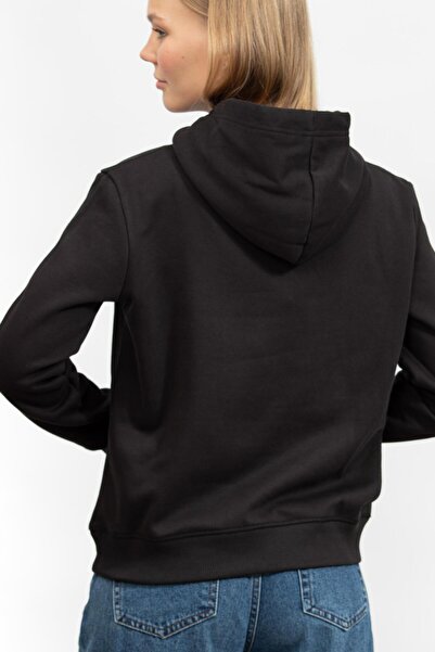 Calvin Klein Women's Black REGULAR FIT MONOLOGO Hoodie Sweatshirt