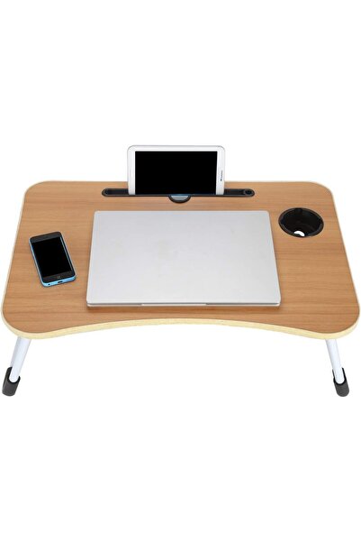 BUNCA Desk, Laptop Desk Bed Foldable Lazy Small Table Wood Color