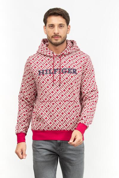 Tommy Hilfiger Aop Monogram Erkek Kapüşonlu Sweatshirt