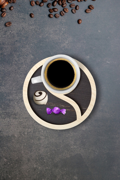 Kutaydan 6 Pieces Wooden Laser Cut Cups and Coffee Coasters