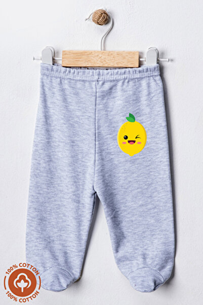 Miniel Unisex Bebek Penye Organik Pamuklu Meyve Baskılı 0-6 Ay Patikli Bebek Tek Alt 6'lı Set