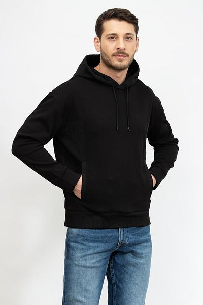 Calvin Klein Mix Media Nylon Interlock Men's Hooded Sweatshirt