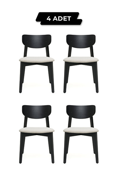 Tunçay Sandalye Opus Siyah Ahşap 4'lü Ergonomik & Dayanıklı Ahşap Sandalye – ...