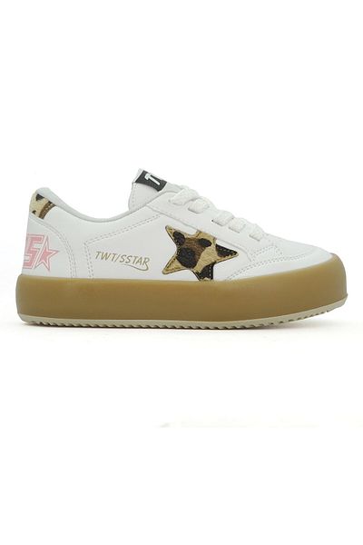 LETAO Twt / Sstar White Leopard Pantofi sport pentru fete cu bandă velcro