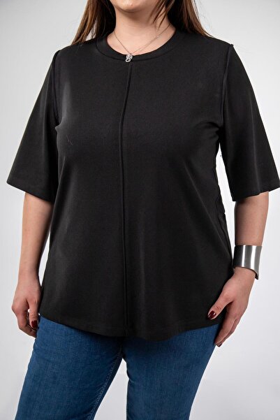 Roxxlen Γυναικεία μπλούζα μεγάλου μεγέθους ΜΑΥΡΗ