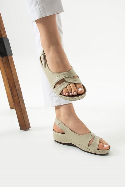 AlbiShoes Stride Women's Anatomical Sole Heels Comfort Model Mom Middle Age Young Stylish Sandals Slippers