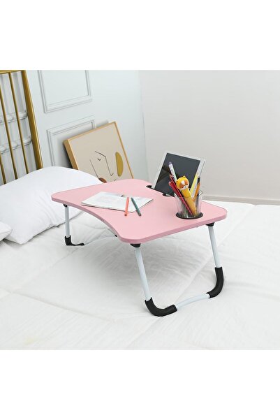 BUNCA Portable Foldable Laptop Table for Bed with Cup Holder for Working, Eating, and Writing, Pink