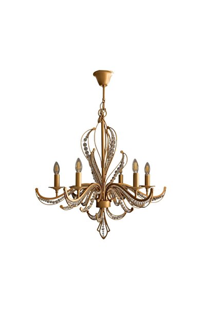 Bahar Aydınlatma Huno Altı Kollu Eskitme Gold Avize