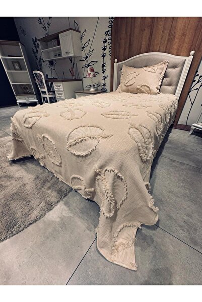 BlueMaison Estiva Puffy Tek Kişilik Yatak Örtüsü Yaprak Bej