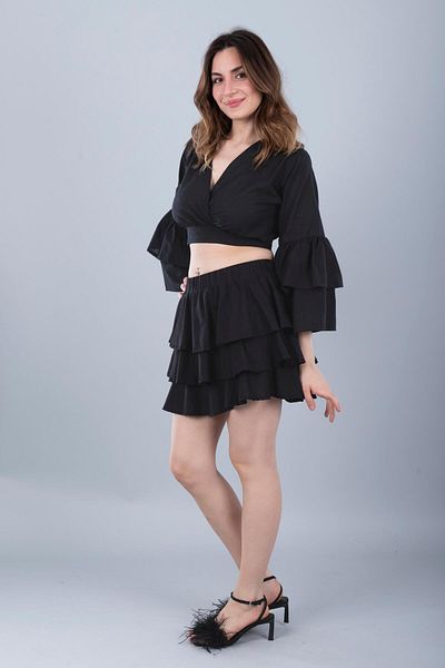 Bonitas Beachwear Βαμβακερό δεμένο Crop Μαύρο