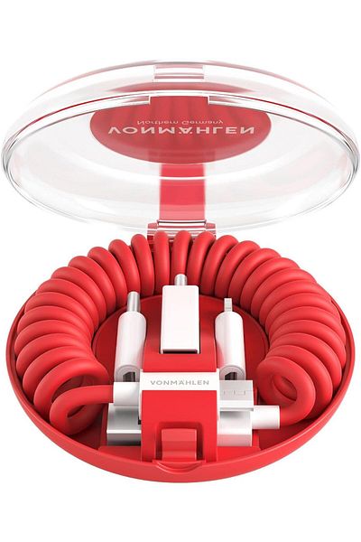 VONMÄHLEN Vonmahlen Allroundo Plus MFI all in one Charging Cable (MFI LT,TypeC, M-USB, USB-A) (RED)