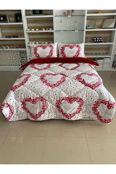 Sudemhome Double Double Sided Luxury Welsoft Elite Quilt Soft Fleece Quilt and Pillow Case Love Burgundy