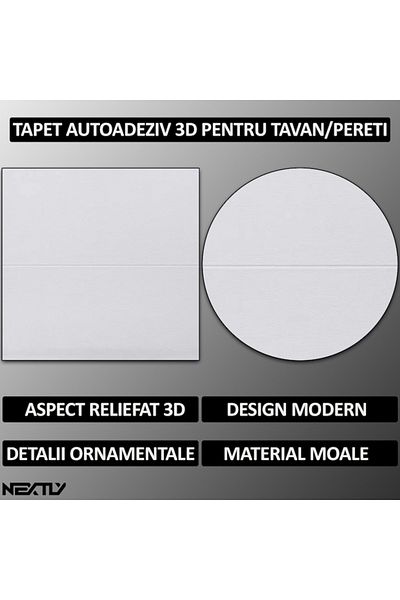 NEXTLY Set 20 x tapet autoadeziv 3D NEXTLY, pentru perete sau tavan, alb, cod 4