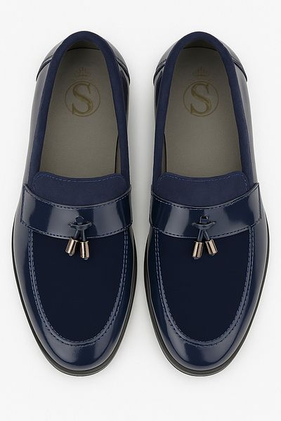 İsse Boys' Suede and Patent Leather Classic Loafer Shoes
