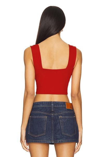 AFR CLOTHES Women's Red Strap Double Layer Jersey Crop Top