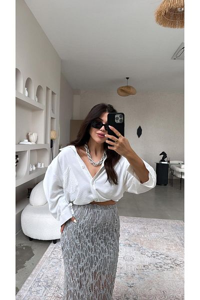 Buket Teke Gray Lace Fish Skirt