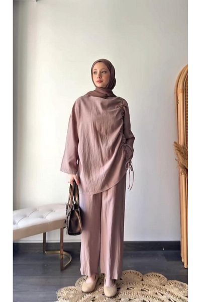 ALREMİYA Side Tie Gathered Double Suit