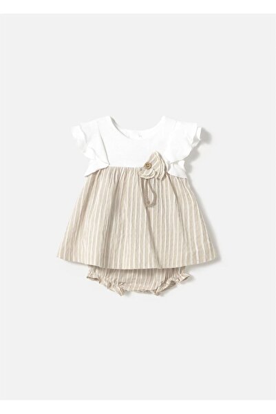 MAYORAL غطاء حفاضات مخطط للفتيات الصغيرات وفستان بيج 1845