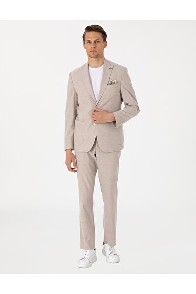 Pierre Cardin Açık Kahverengi Slim Fit Keten Karışımlı Takım Elbise 50306933-VR002