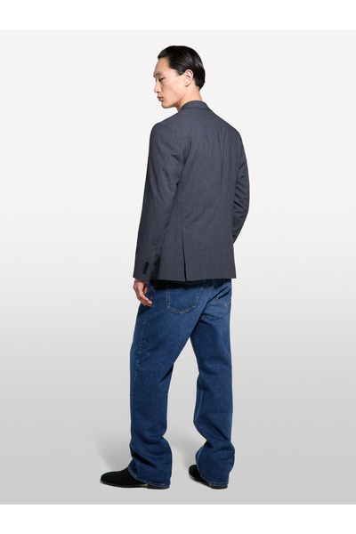 Sisley Erkek Füme Yün Karışımlı Slim Comfort Fit Blazer Ceket